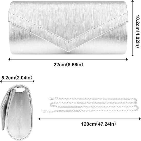Women's Evening Handbags Fashion Vegan Leather Envelope Clutch Purse Chain - Picture 4 of 7